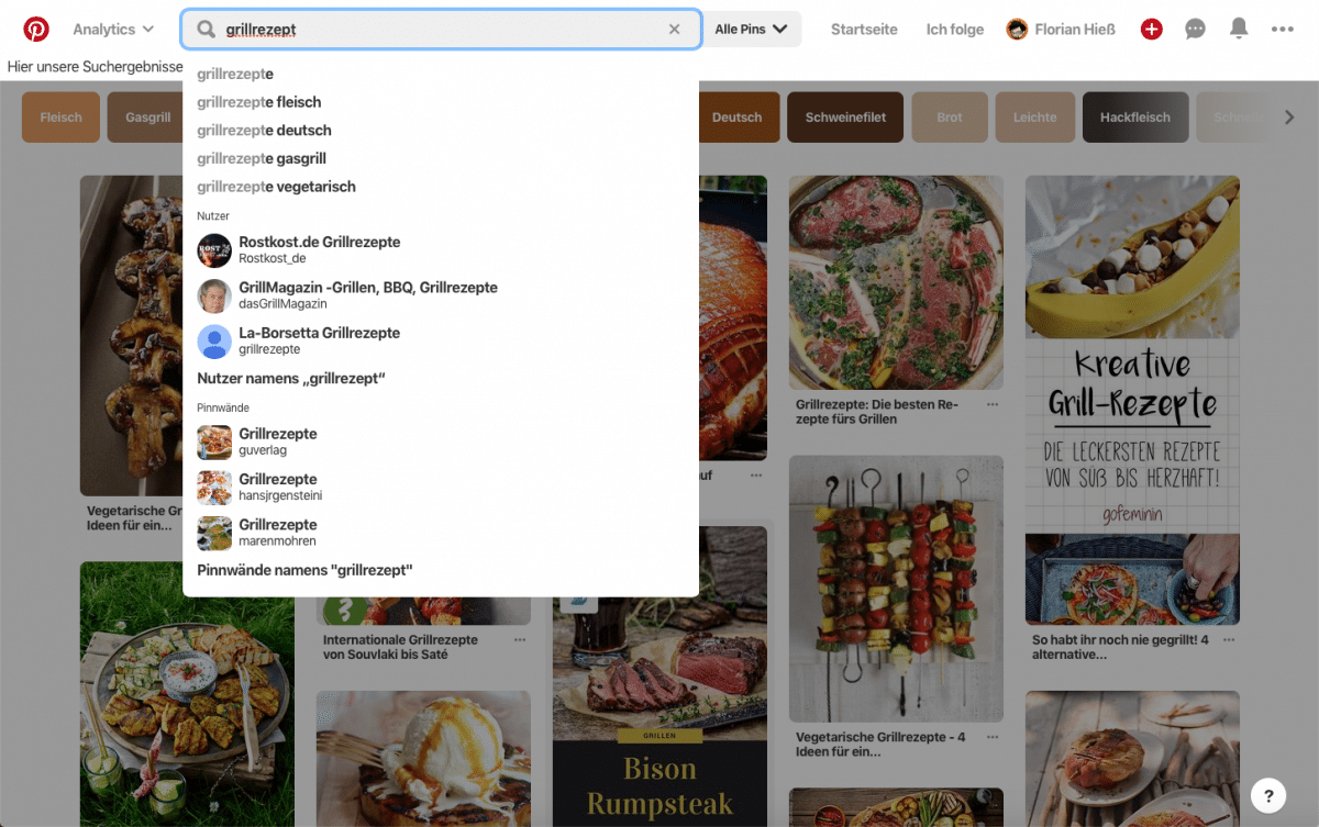 Pinterest ist eine Bilder Suchmaschine