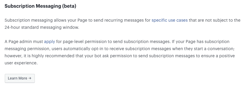 Subscription Messaging (Beta) Ankündigung