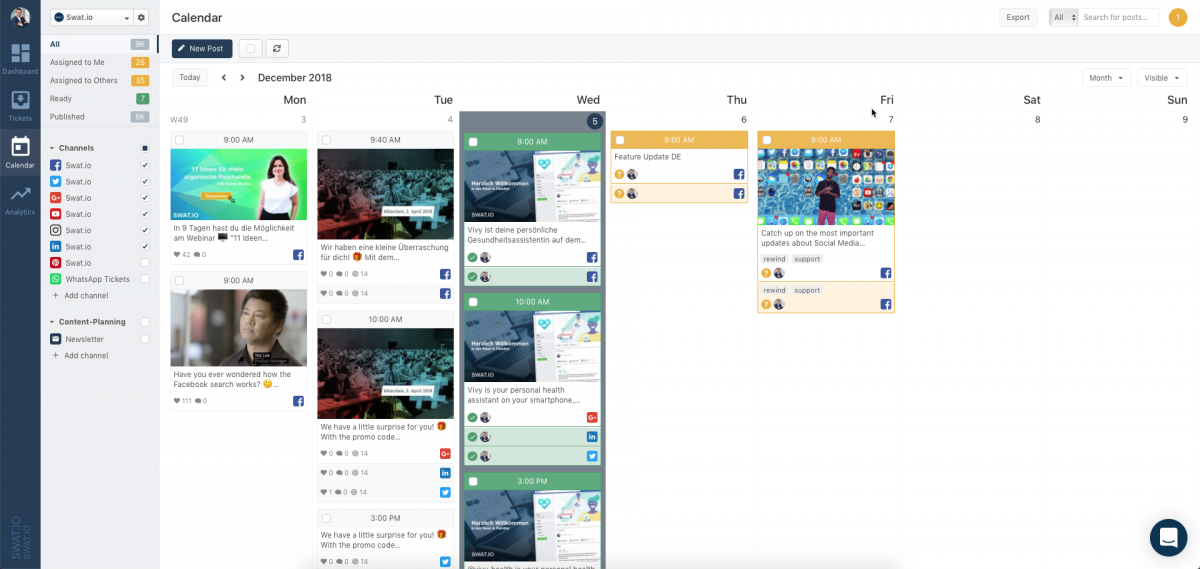 New Swat.io calendar in a modern, tidy design