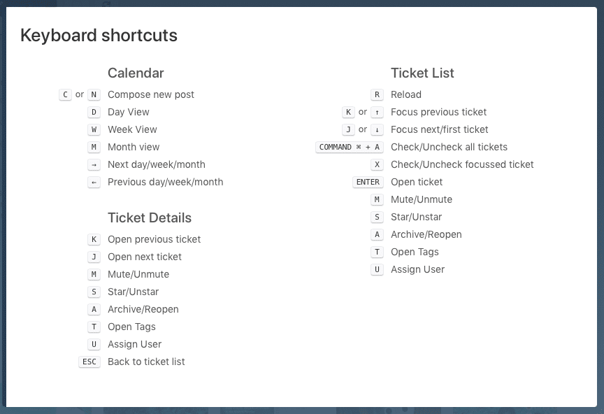 Keyboard shortcuts for faster navigation in Swat.io