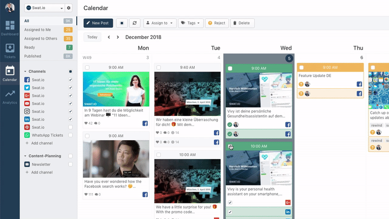 Stacked posts and improved workflows in the Swat.io Content Calendar