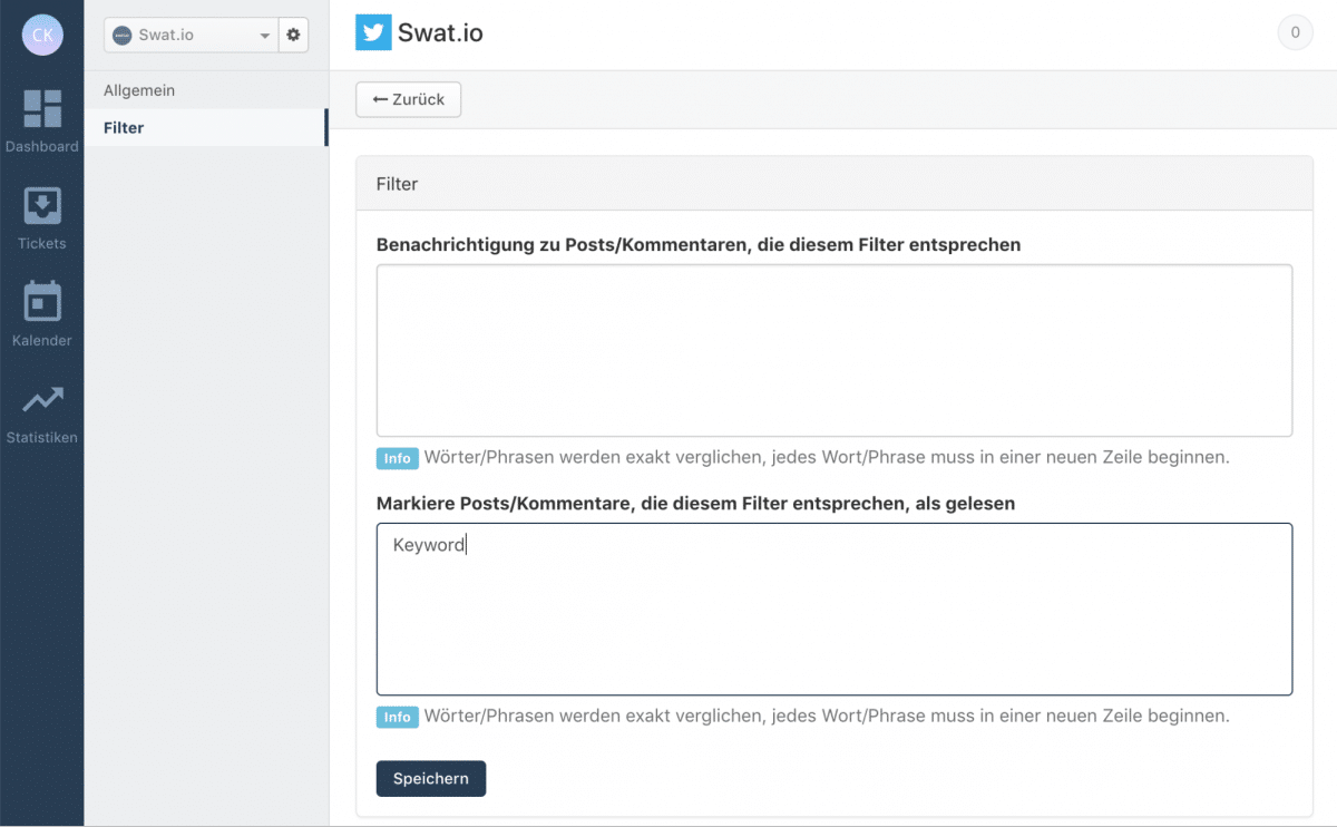 Swat.io Features: Postings Filtern