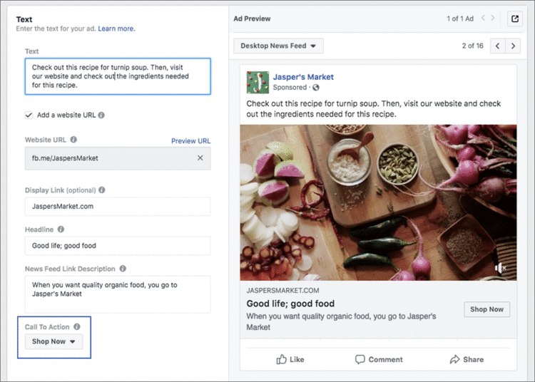 Call to Actions in Facebook Video Ads