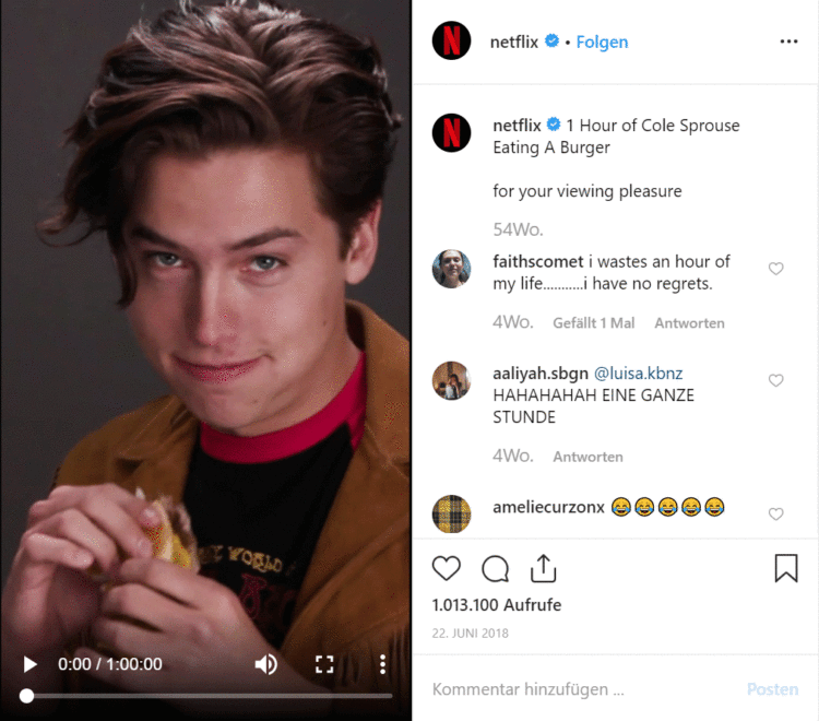 IGTV Best Practice Netflix Cole Sprouse