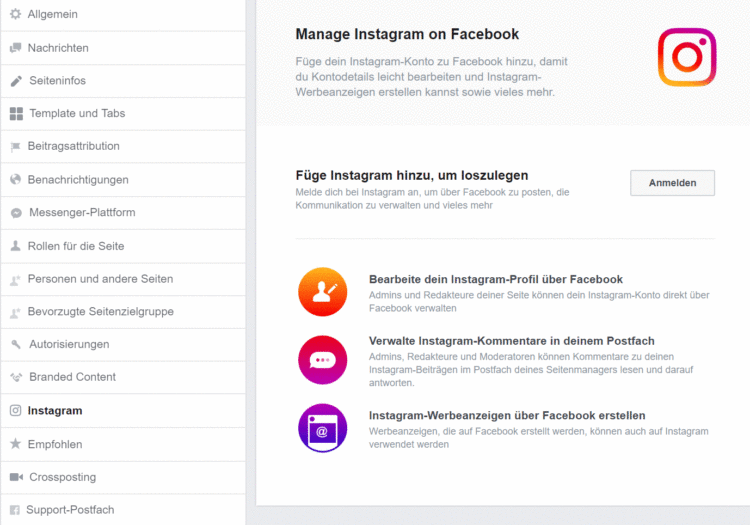 Instagram Facebook Accounts verknüpfen