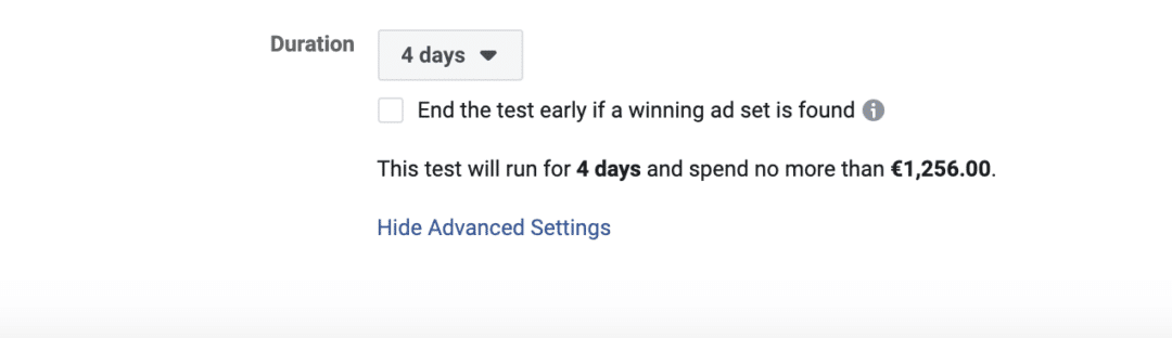 Facebook Split Test End Test Early