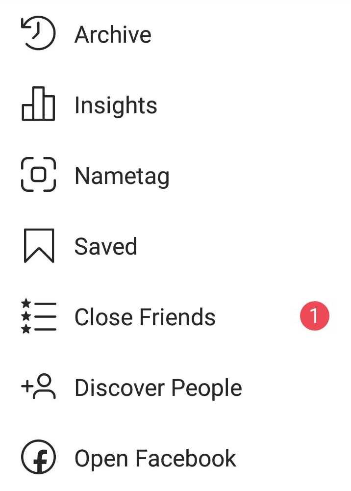 Instagram Insights in Menu