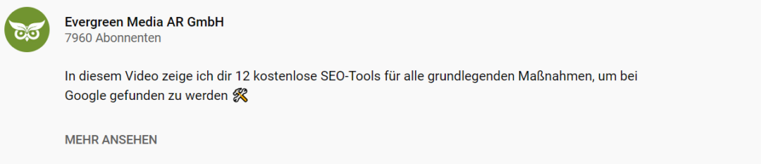 YouTube SEO Beschreibung