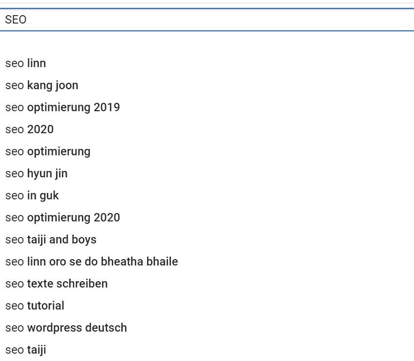 YouTube SEO Keywordkombinationen