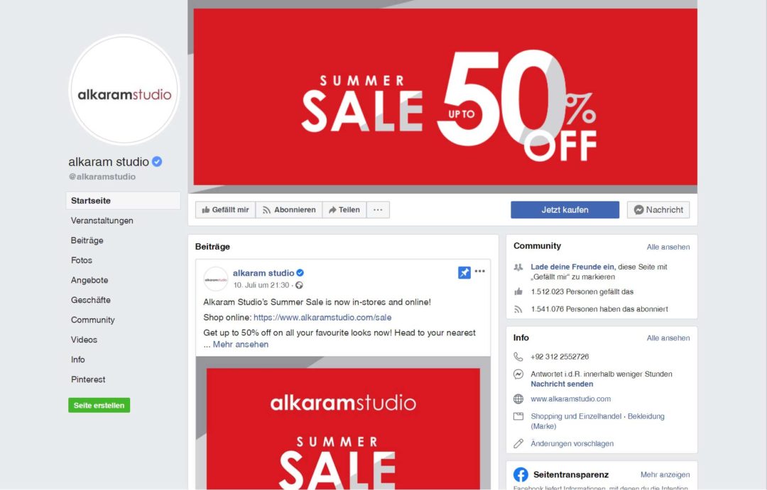 Sale Social Media Profil anpassen