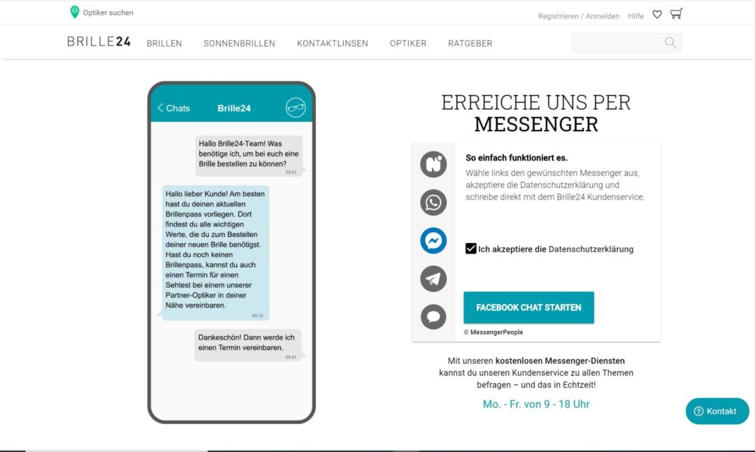 Kundenservice Messenger Brille24