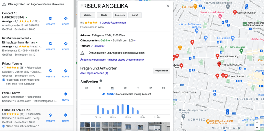 Google My Business: Profil in den Suchergebnissen