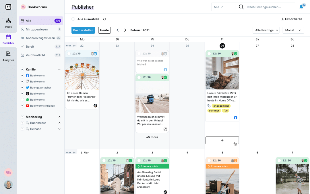 Social Media Redaktionskalender in Swat.io: TikTok