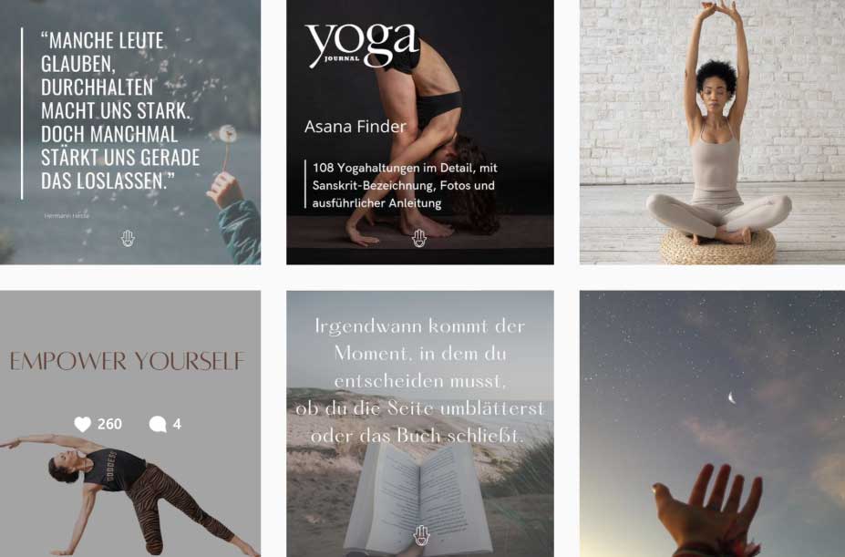 Instagram Marketing: Beispiel Ästhetik – Yoga Journal Germany