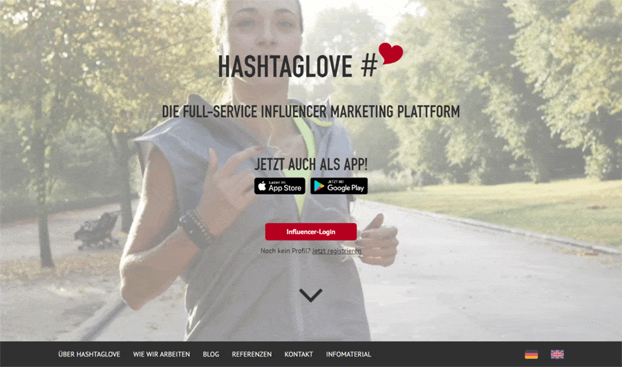 Influencer Marketing Plattformen: Hashtaglove
