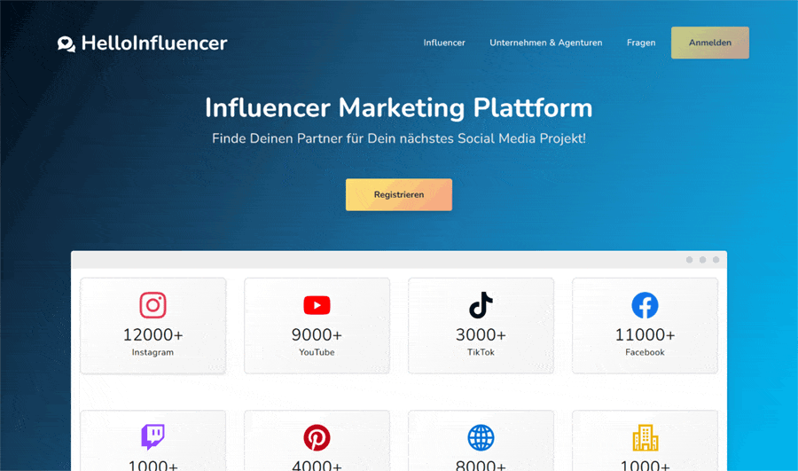 Influencer Marketing Plattformen: HelloInfluencer