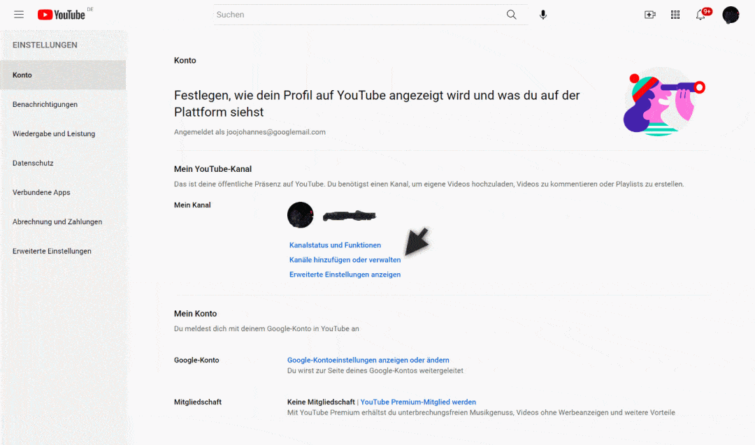 YouTube Kanal erstellen: Kanäle hinzufügen oder verwalten