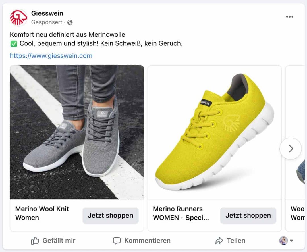 Facebook Ads: Beispiel Carousel Ad