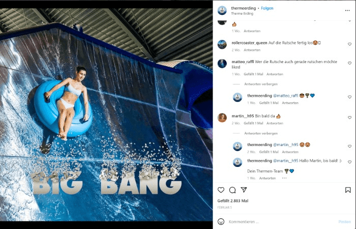 Social Media Kundendienst: Beispiel von der Therme Erding für persönliche Antworten