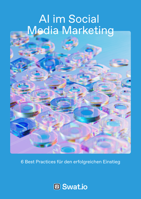 eBook-Cover mit der Beschriftung "AI im Social Media Marketing – 6 Best Practices für den erfolgreichen Einstieg"