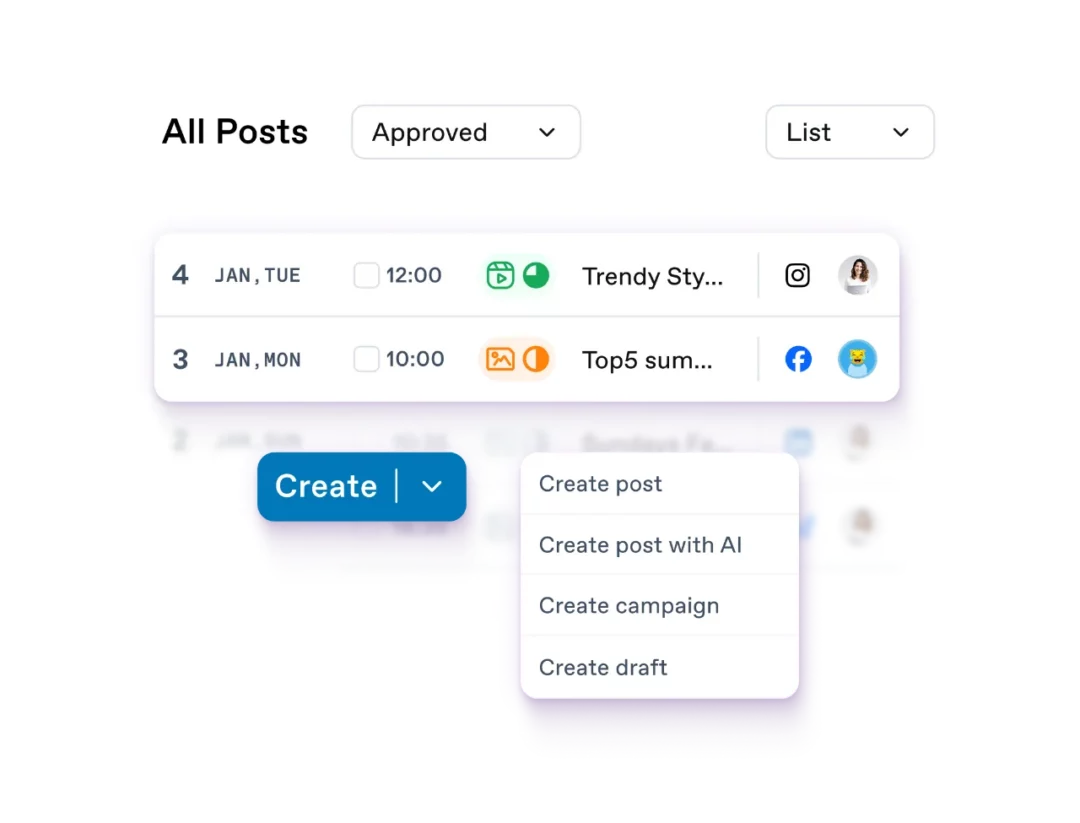 SocialHub Alternative loreal Publisher detail calendar list en