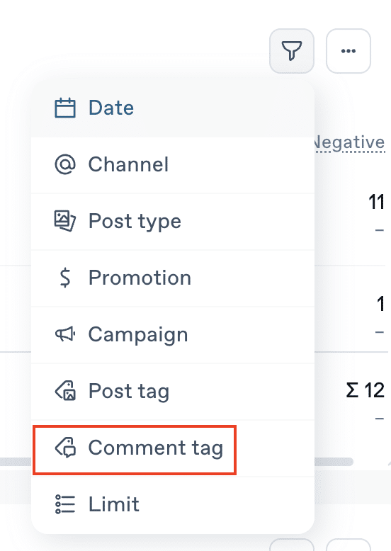 Comment tags: Evaluation in Insights comment tag filter en
