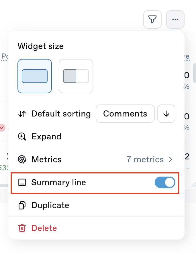 Insights: Total values available summaryline enable en