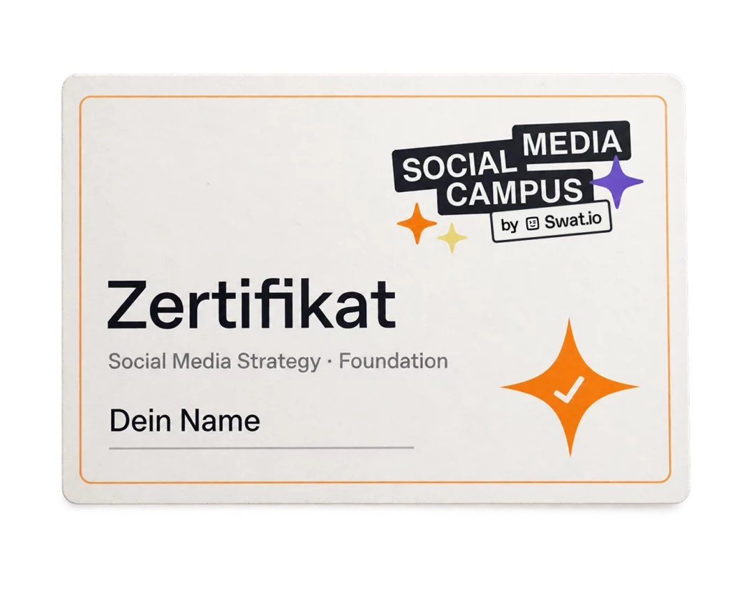 Teilnahmezertifikat Social Media Strategy Foundation vom Social Media Campus by Swat.io